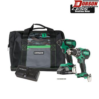 HITACHI KC18DBFL2S 18V Lithium Ion Brushless Hammer Drill and Impact Driver Combo Kit